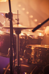 Live rock music background, drummer