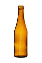 Brown Beer Bottle isolated on white background clipping path