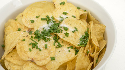 Potato fried snack have onion and salt zoom