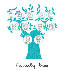 Family tree thin line style vector