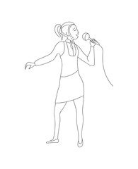 Woman sing into microphone vector