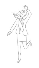 Happy businesswoman in formal suit dancing