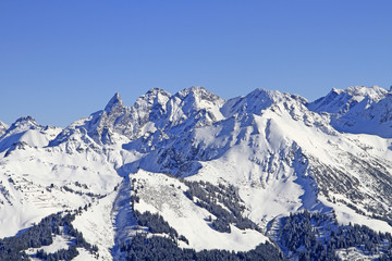 Fototapeta na wymiar Allgäuer Berge im Winter - Trettach, Mädelegabel, Hochfrott