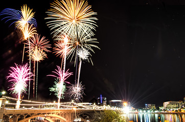 Fireworks over Tempe Townlake: Tempe, Arizona