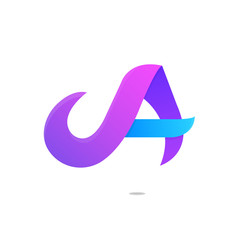 Fun abstract colorful A letter shapes elements logo icon sign ve