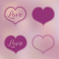 Collection of Pink Hearts on Blur Background for a Valentine Day. Can be used for Love Valentine Letter, Card, Valentines day Celebration, design, etc.