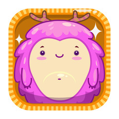 App icon with funny cartoon pink fluffy monster.