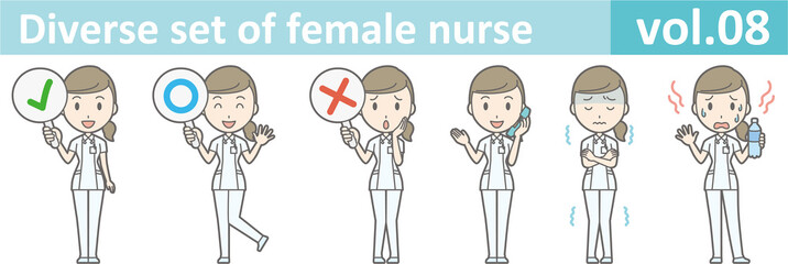 Diverse set of female nurse , EPS10 vector format vol.08