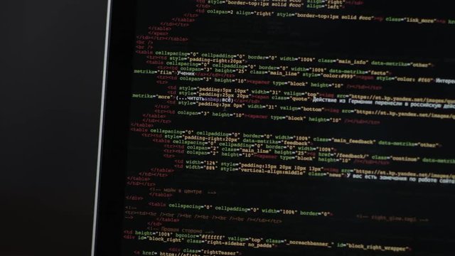 HTML codes at black background