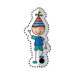 cute boy character with party hat vector illustration design