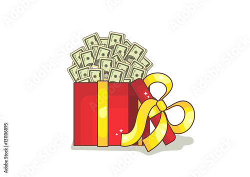 &quot;Christmas box full of money, isolated vector&quot; Stock image and royalty-free vector files on