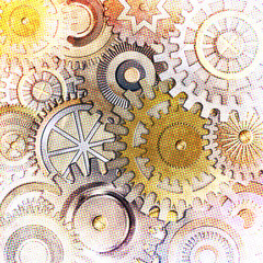 3D metallic gears background