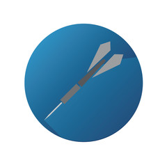 Vector Flat Dart With Long Shadow And Blue Button