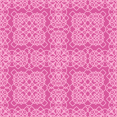 Pink Ornamental Seamless Line Pattern. Endless Texture. Oriental Geometric Ornament