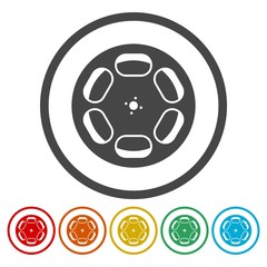 Film reel icons set 