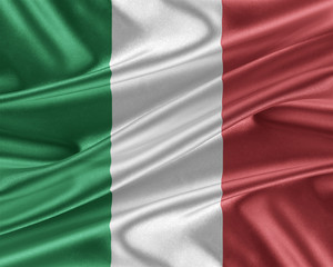 Italy flag with a glossy silk texture.