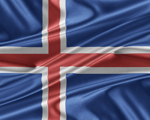 Iceland flag with a glossy silk texture.