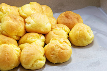 Choux dough in box.