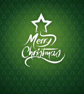 Auguri di Natale su sfondo verde con texture di alberelli