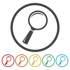 Magnifying glass, Search Icons set 