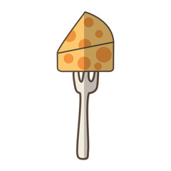 fork with cheese piece isolated icon vector illustration design