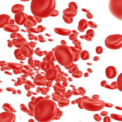 Red blood cell flowing in vein or artery. 3d render. Healthcare and medical zoom concept.