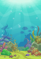 Obraz na płótnie Canvas Cartoon underwater vector illustration.