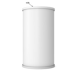 Trade show booth column white and blank. 3d render isolated on white background. High Resolution Template for your design.
