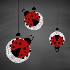 Grußkarte | Viel Glück | Marienkäfer auf Schiefertafel