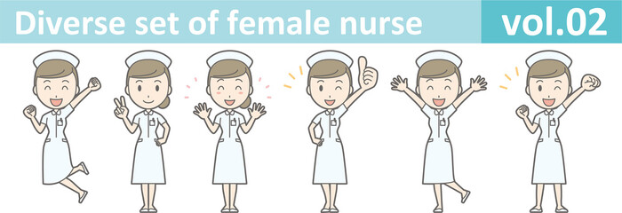 Diverse set of female nurse , EPS10 vector format vol.02