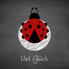 Viel Glück | Marienkäfer auf Schiefertafel