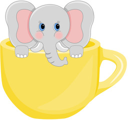 Baby elephant in yellow teacup