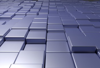 wall of uneven tiles brick or cubes, 3d illustration