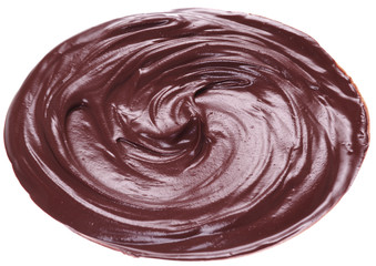 Melted chocolate or chocolate glaze.