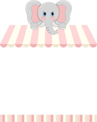 Baby elephant with blank candy shop
