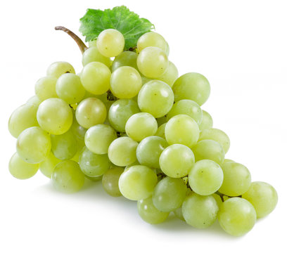 Bunch of white grapes on the white background.