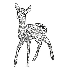 Vector illustration of a black and white deer mandala for coloring book, capriolo mandala in bianco e nero da colorare vettoriale