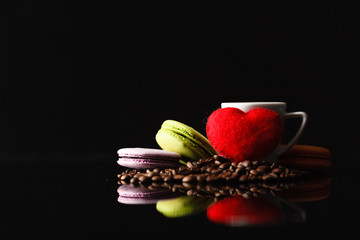 cup of cappuccino with coffee bean as background