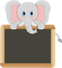 Elephant with school board

