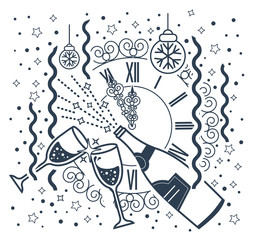 New Year  black and white