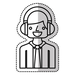 businessman character with headset isolated icon vector illustration design