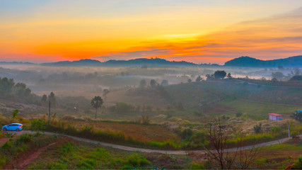 misty fog around mountain at khao kho