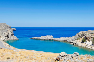 Fototapeta na wymiar Agios Pavlos beach in Rhodes, Greece.