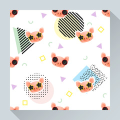 Animal seamless pattern collection with piggy , vector , illustration