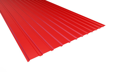 roof metal sheet red on white background. 3d Illustrations