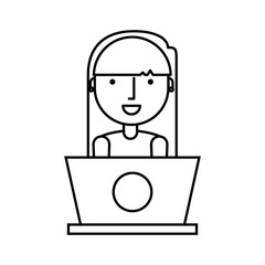 business person with laptop vector illustration design