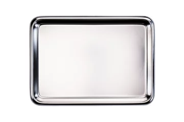 Foto op Plexiglas Stainless tray / Stainless tray on white background. Top view. © wimage72