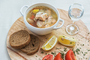 Russian traditional fish soup