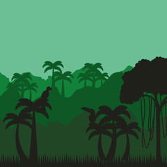 jungle tropical landscape icon vector illustration design