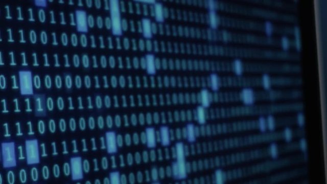 digital binary data in blue color
